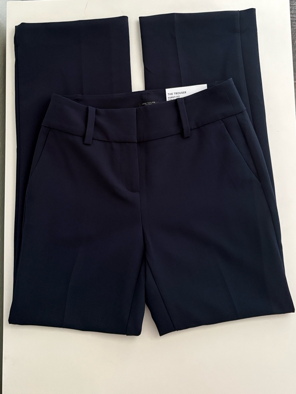 NWT Ann Taylor The Trouser Curvy Fit Dark Navy Blue Size 0P